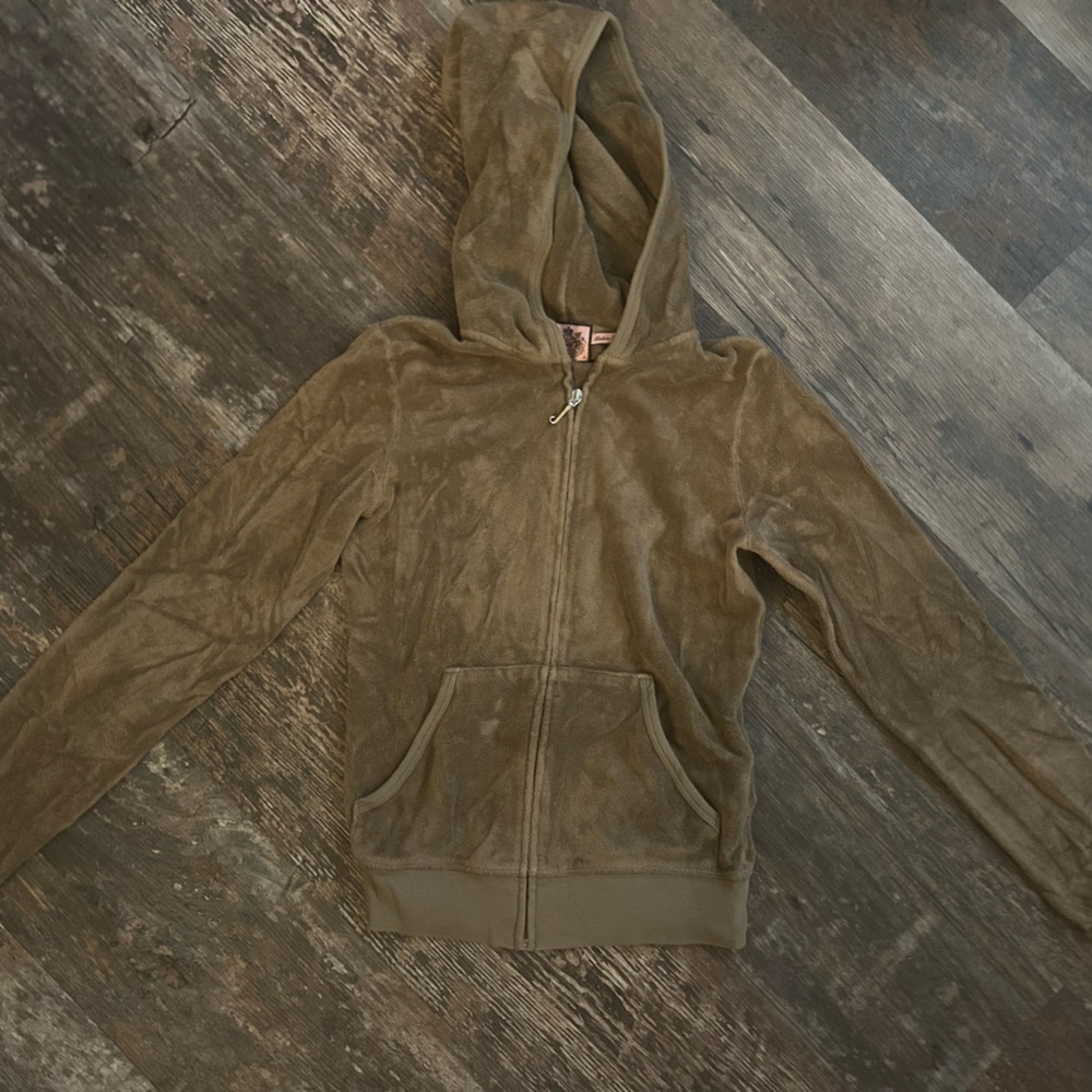 EUC Juicy Couture Terry Hoodie in Army Green Sz Petite (Xs)